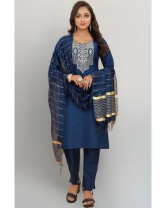 RITI Embroidered Kurta, Trouser/Pant & Dupatta Set For Women